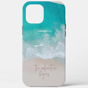 tropical sand beach ocean the adventure begins iPhone 12 pro max case