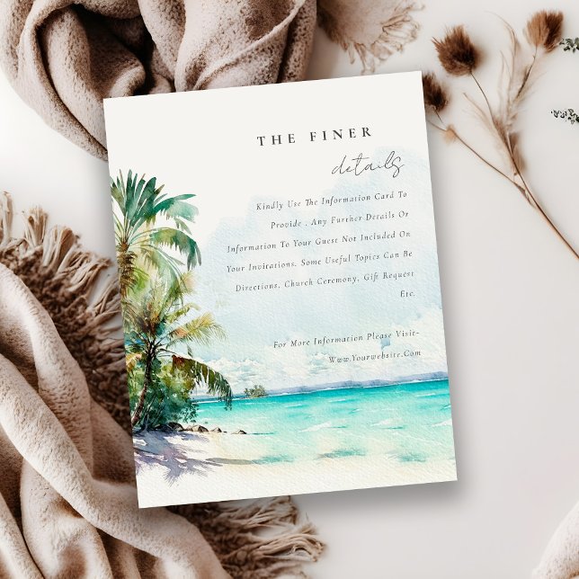 Tropical Sand Beach Palm Trees Wedding Detail Enclosure Card (Creator Uploaded)