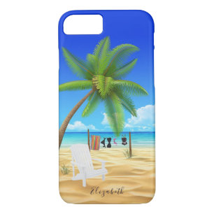 Tropical Sand Beach Scene Illustration Name iPhone 8/7 Case