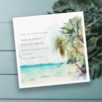 Tropical Sand Beach Watercolor Palm Trees Wedding