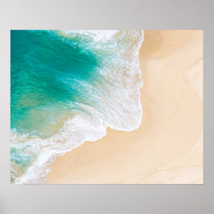 Tropical Sand Beach - Waves - Drone View Photog Poster