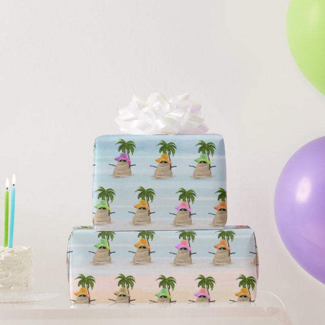 Tropical Sand Man With Palm Tree  Wrapping Paper (Party Gifts)