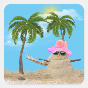 Tropical Sandman With Hammock  Square Sticker