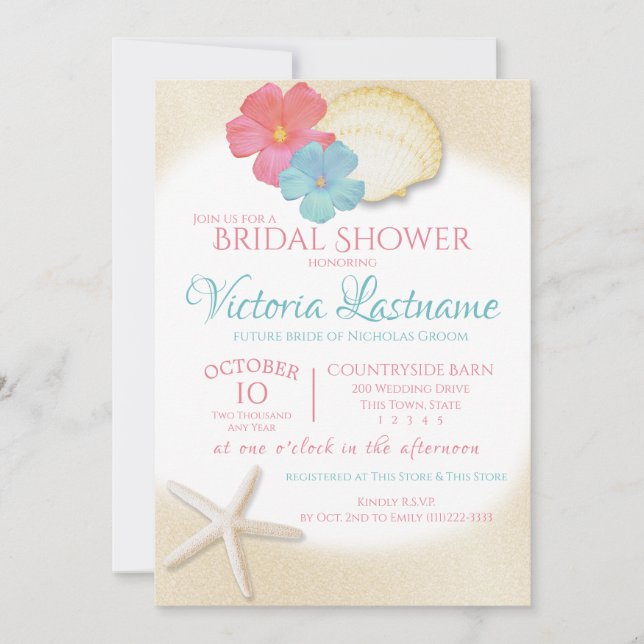Tropical Sands Bridal Shower Invitation (Front)