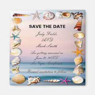 Tropical Sandy Beach And Seashells Save The Date Magnet