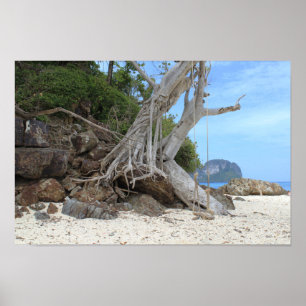 Tropical sandy beach poster