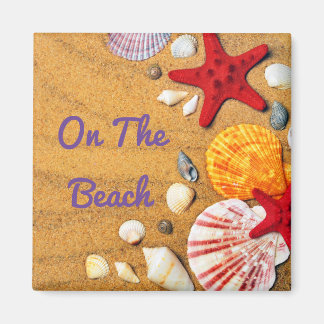 Tropical Sandy Beach Seashells Starfish Magnet