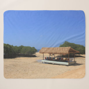 Tropical sandy beach sherpa blanket