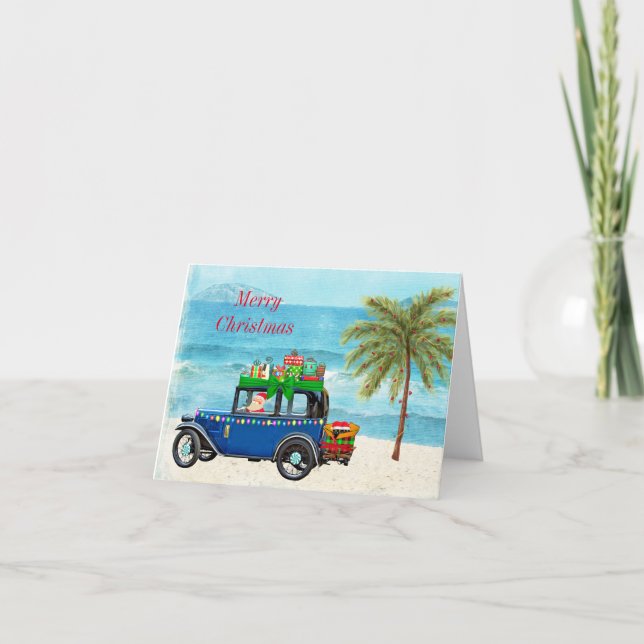Tropical Santa Christmas Card (Front)
