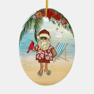 Tropical Santa Christmas Ornament