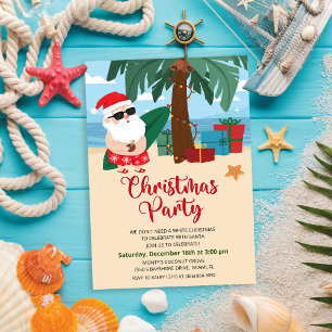 Tropical Santa Christmas Party Invitation