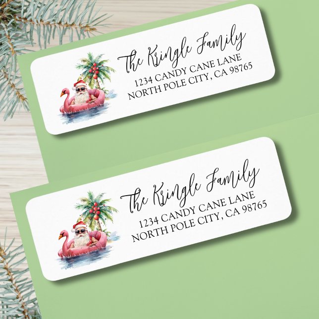 Tropical Santa Christmas Return Address Label (Tropical Santa Christmas Return Address label)