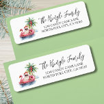 Tropical Santa Christmas Return Address Return Address Label<br><div class="desc">Tropical Santa Christmas Return Address label. This festive return address label features a relaxed Santa Claus lounging in a pink flamingo floaty, surrounded by tropical holiday details like a palm tree decorated with ornaments, gentle ocean waves, and a small island in the background. The charming watercolor artwork is placed on...</div>