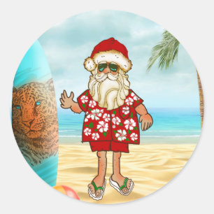 Tropical Santa Christmas Sticker