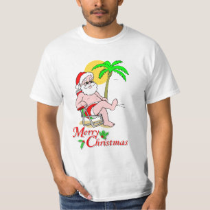 Tropical Santa Christmas Theme T-shirt