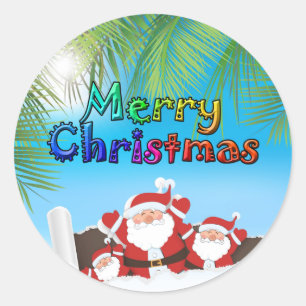 tropical Santa Classic Round Sticker