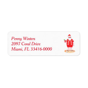 Tropical Santa Claus Return Address Label