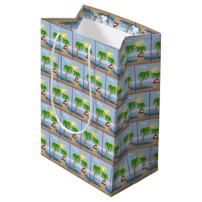 Tropical Santa Claus Sandman Medium Gift Bag (Back Angled)