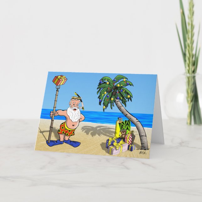 Tropical Santa Greeting Card (Front)