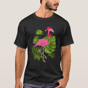 Tropical Santa Hat Flamingo Hawaii Summer Christma T-Shirt