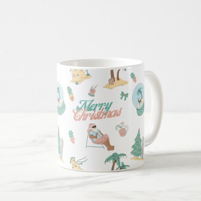 Tropical Santa Merry Christmas Mug (Front Right)