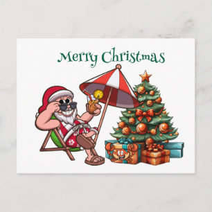 Tropical Santa Merry Christmas  Postcard