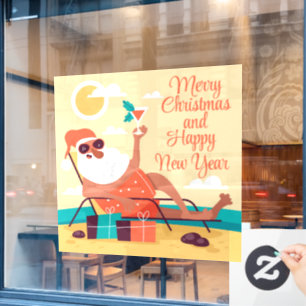 Tropical Santa Window Cling
