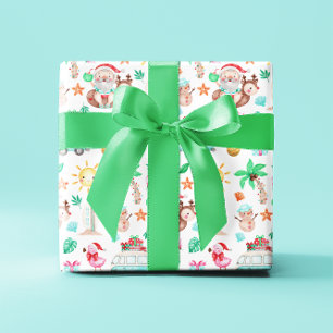 Tropical Santa Wrapping Paper Sheets
