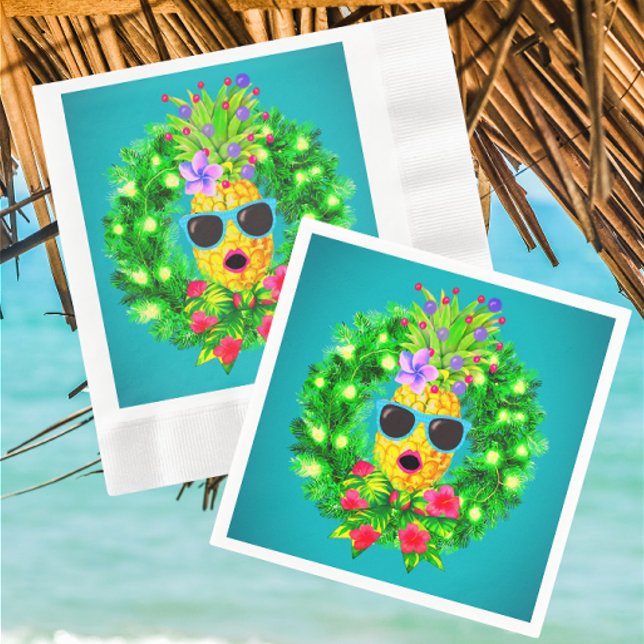 Tropical Sassy Singing Lady Pineapple  Napkin (Fun singing pineapple ladies decorate these napkins!)