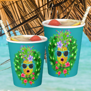 Tropical Sassy Singing Lady Pineapple Paper Cups
