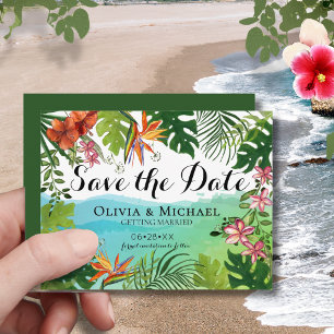 Tropical Save the Date Card Watercolor Hibiscus