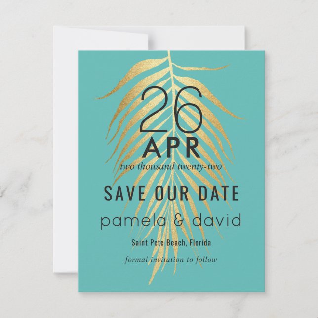 Tropical Save the Date Caribbean Blue (Front)
