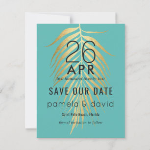 Tropical Save the Date Caribbean Blue