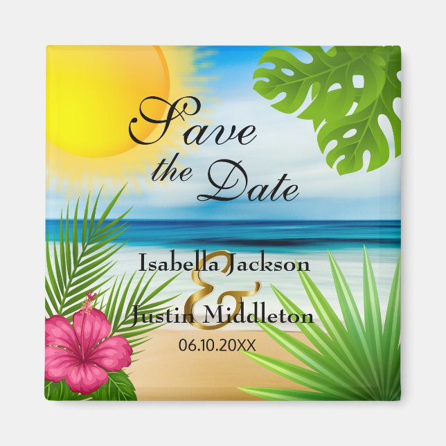 Tropical Save the Date Magnet (Front)