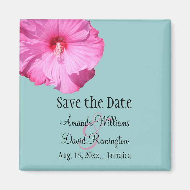 Tropical Save the Date (turquoise) Magnet (Front)