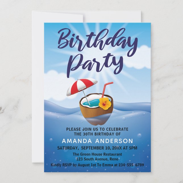 Tropical Sea 30th Birthday Party Invitation (Front)