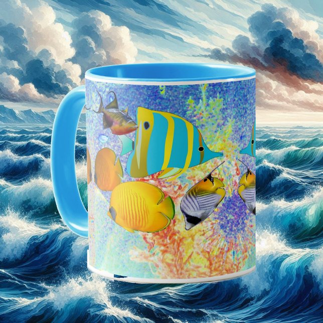 Tropical Sea Colourful Fish Coral Reef Blue Ocean Mug (Tropical Sea Colorful Fish Coral Reef Blue Ocean Mug)