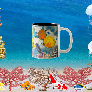 Tropical Sea Colourful Fish Coral Reef Blue Ocean  Two-Tone Coffee Mug