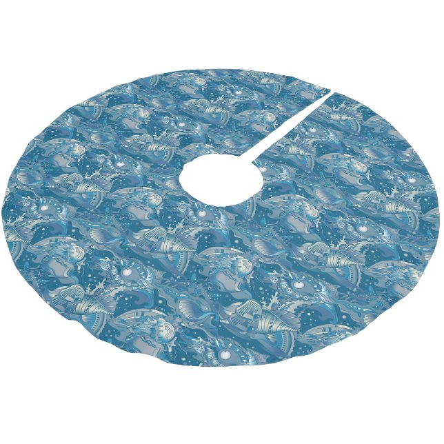Tropical Sea Pattern Brushed Polyester Tree Skirt (Angled)