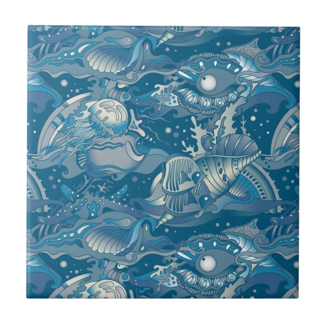 Tropical Sea Pattern Ceramic Tile (Front)