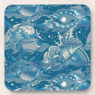 Tropical Sea Pattern Coaster