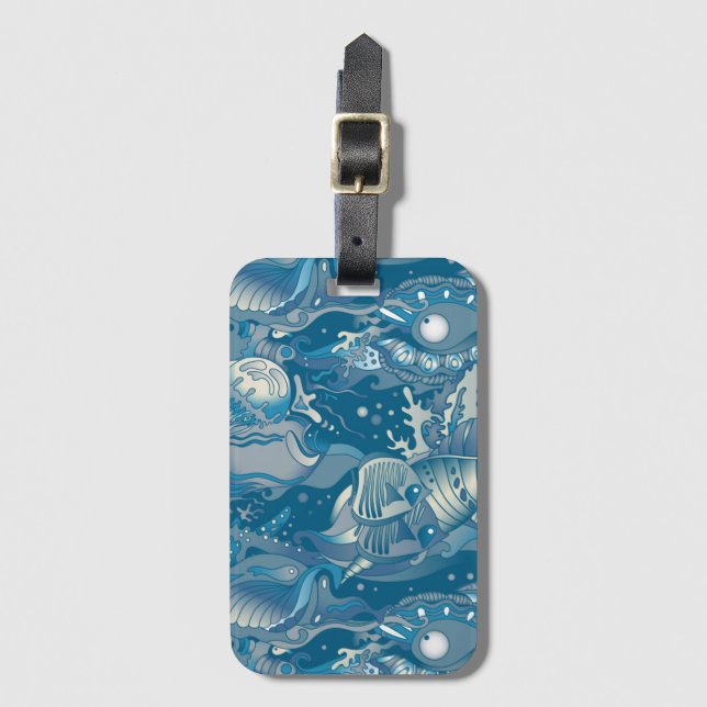 Tropical Sea Pattern Luggage Tag (Front Vertical)