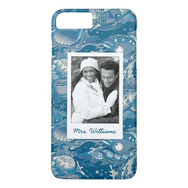 Tropical Sea Pattern | Your Photo & Name Case-Mate iPhone Case (Back)