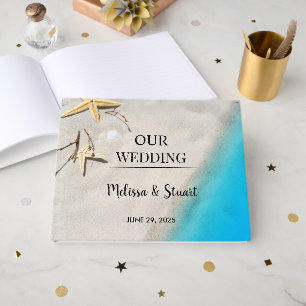 Tropical sea sand starfish beach Wedding Guest Book