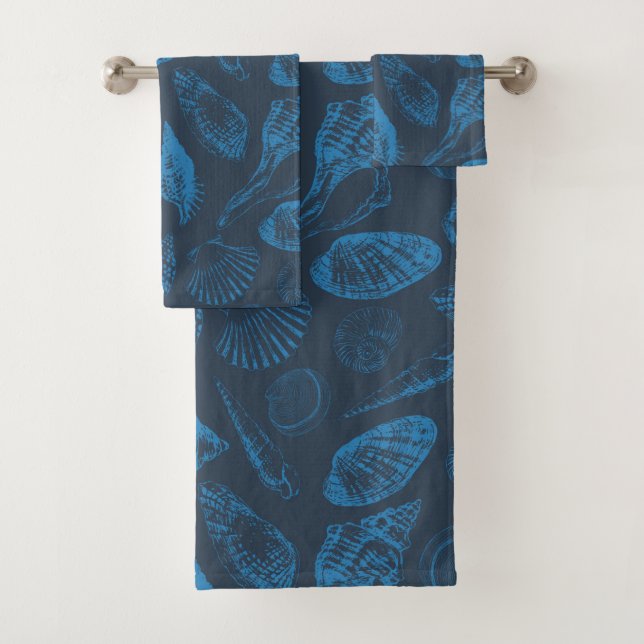 Tropical sea shells bath towel set (Insitu)