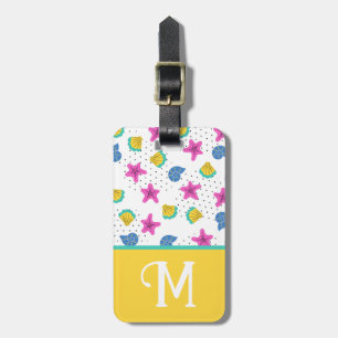 Tropical Sea Shells, Colour Block Kid's Initial Luggage Tag