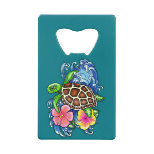 Tropical Sea Turtle and Hibiscus