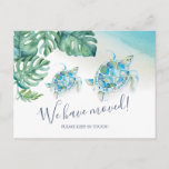 Tropical Sea Turtle Botanical Moving Announcement Postcard<br><div class="desc">Vibrant botanical watercolor moving announcement lets friends and family know about your new home sweet home! Design features my original hand painted watercolor sea turtle and monstera palm leaves in tropical shades of blue, turquoise and green. Your custom announcement (shown with "we've moved"), your name(s) and change of address details...</div>