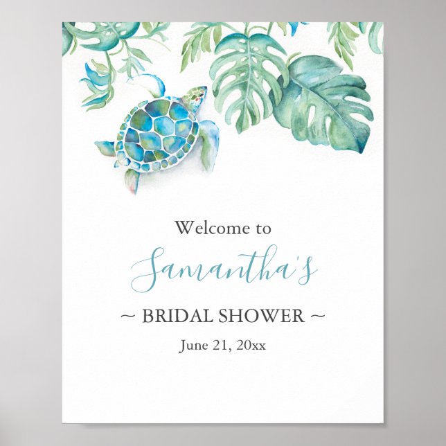 Tropical Sea Turtle Bridal Shower Sign (Front)