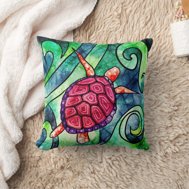 Tropical Sea Turtle Colourful  Cushion (Blanket)